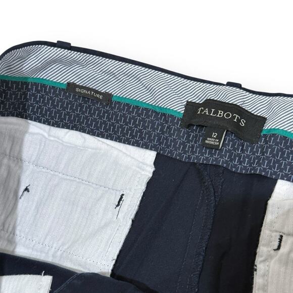 Talbots Signature Cropped Chino Pants Womens 12 Navy Blue Straight Leg - Picture 2 of 7